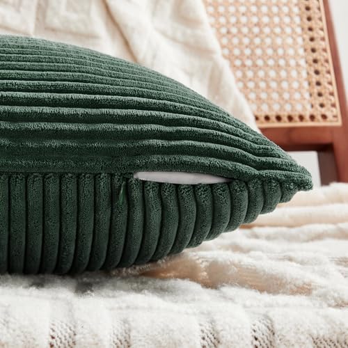 Fancy Homi Set of 2 Dark Green Boho Decorative Throw Pillow Covers 18x18 Inch - Image 3