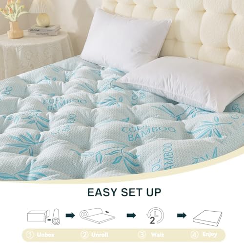 SHOUREN 5 Inch Mattress Topper King Size, 2100 GSM Pillow Top - Image 6