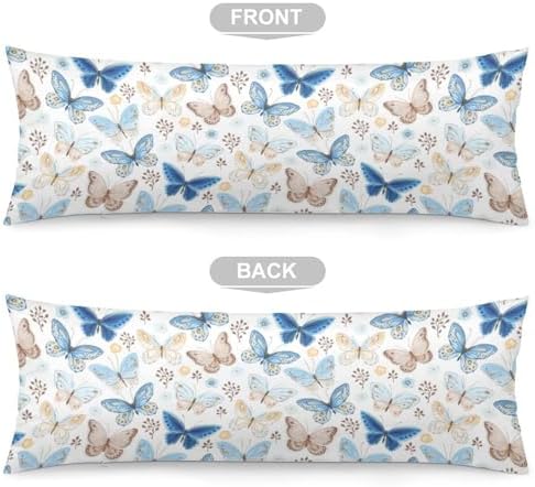 Blue Brown Butterfly Body Pillow Cover Pillowcase - Image 3