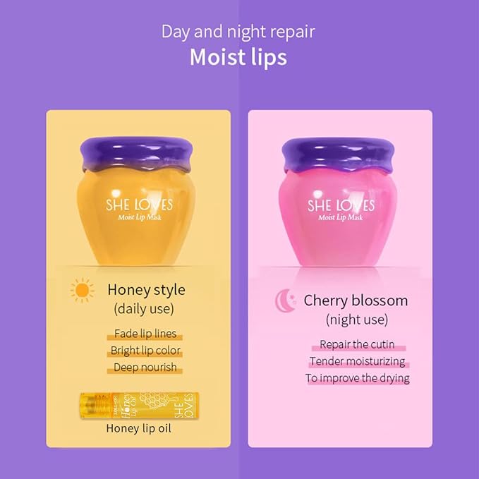 2PCS Lip Mask Overnight, Honey&Sakura Day and Night Repair Sleeping Lip Balm - Image 5