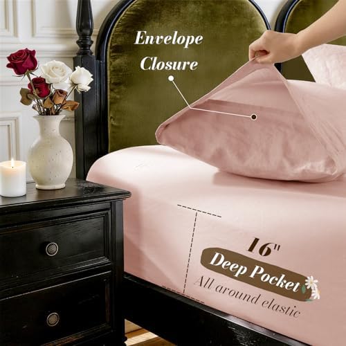SONORO KATE 100% French Linen King Size Sheets Set, Natural Flax Bedding - Image 6