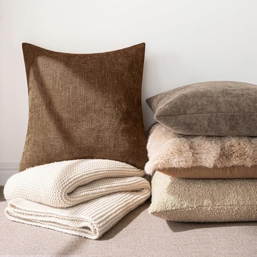 MIULEE 12x20 Inch Lumbar Textured Chenille Throw Pillow Covers Honey Brown - Image 3