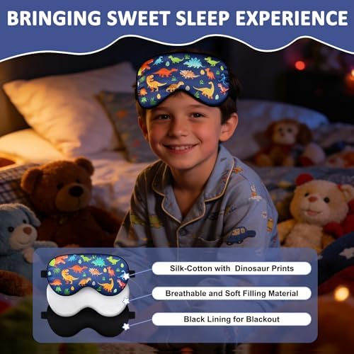 Kids Sleep Mask, Kids Eye Mask for Sleeping, Dinosaur Kids Sleep Mask for Boys - Image 5