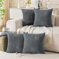 Set of 4 Medium Grey Taupe Decorative Throw Pillow Covers 26x26 Inch Corduroy by Cozoomy