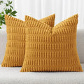 MIULEE Corduroy Decorative Throw Pillow Covers 18x18 Gold Yellow Pack of 2 by MIULEE