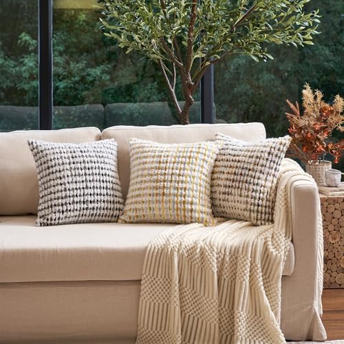 Aeckself Boho Chenille Tufted Pillow Cover 18x18 Inch, Decorative Square Throw - Image 3