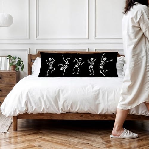 Dancing Skeleton Halloween Body Pillow Covers 20x54, Halloween Home Decor - Image 2