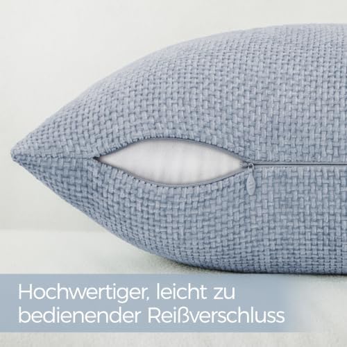 a moment Light Blue Chenille Throw Pillow Covers 16x16 Inch Pack of 2 Modern - Image 3