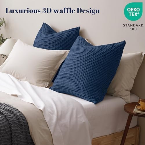 PHF Ultra Soft Waffle Weave Euro Shams 26" x 26", No Insert - Image 2