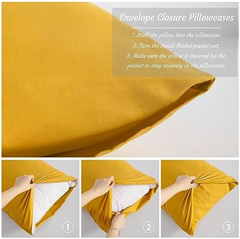 NTBAY Standard Microfiber Pillowcases, Ginger Yellow - Image 3