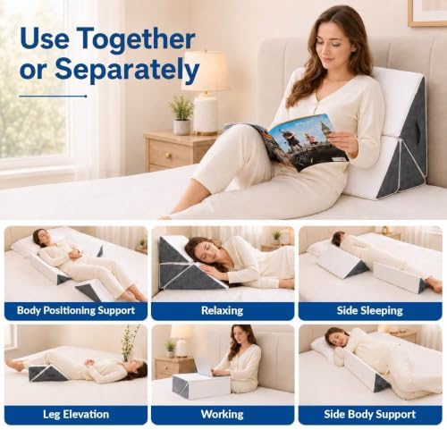 3-Piece Positioning Wedge Pillow Set, Bed Wedges & Body Positioner - Image 3