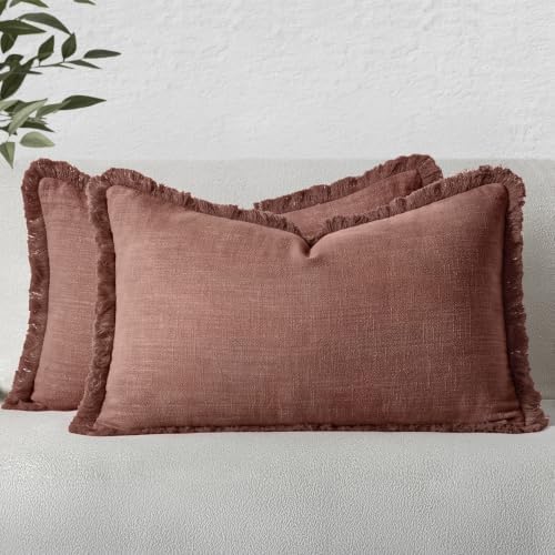MIULEE Linen Decorative Fall Lumbar Throw Pillow Covers Autumn Glaze 12x20 by MIULEE