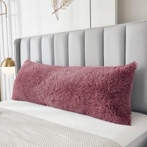 JAUXIO Faux Fur Fluffy Body Pillow Cover Luxury Shaggy Plush Decorative Body by JAUXIO