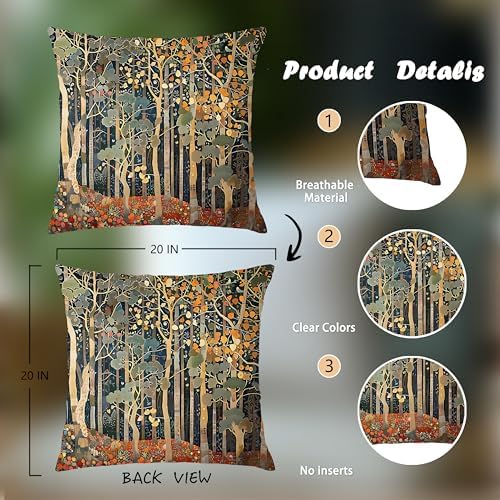 Rustic Autumn Forest Pillow Covers 20x20 Double-Sided, Fall Home Room Decor - Image 2