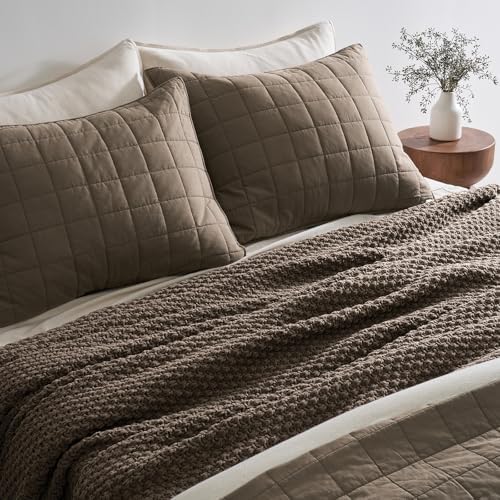 EVERGRACEHOME Chunky Chenille Knit Throw Blanket, 90 x 90, Mocha Brown - Image 4