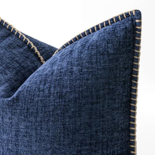 MIULEE Decorative Couch Throw Pillow Covers 16x16 Inch Navy 2 Pack - Image 2