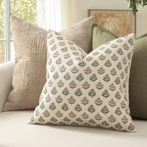 YCOLL Farmhouse Floral Pillow Covers 20x20 Set of 2, Rustic Country Decorative - Image 2