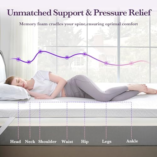 SINWEEK 3 Inch Gel Memory Foam Mattress Topper, Queen Size - Image 4