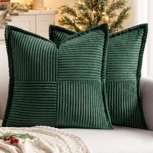 MIULEE Decorative Euro Sham Throw Pillow Covers 26x26 Inch Dark Green by MIULEE