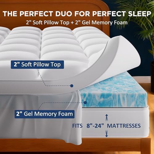 Queen Size Dual Layer 4 Inch Memory Foam Mattress Topper - Image 3