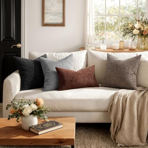 MIULEE Couch Pillow Covers Textured Chenille Home Decor 20x20 Medium Grey - Image 6