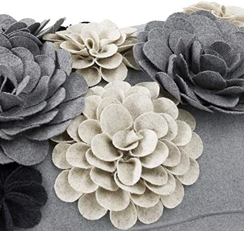 KINGROSE Vintage 3D Flower Lumbar Throw Pillow Cover, 12X20 Inch - Image 3