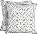 Ridhi Block Print Powder Blue Pillow Cover 18" x 18" Decorative Couch Pillows by Ridhi
