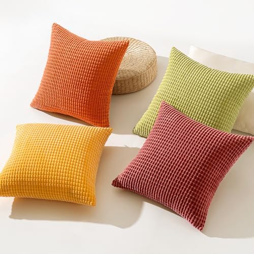 MIULEE Fall Decorative Pillow Covers 18x18 Inch Set of 4 Yellow Orange - Image 4