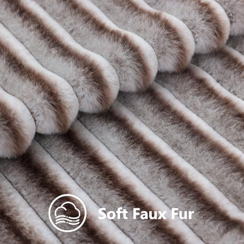 decorUhome Fall Faux Fur Throw Pillow Covers 24x24 Set of 2 Brown White - Image 3