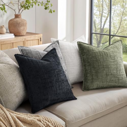decorUhome Chenille Throw Pillow Covers 18x18 Set of 2, Midnight Blue - Image 7