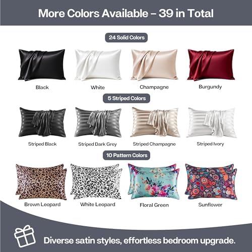MR&HM Satin Pillowcase 2 Pack, Queen Size 20"x30", Space Grey - Image 7