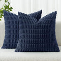 MIULEE Euro Sham Corduroy Decorative Throw Pillow Covers 24x24 Navy Blue by MIULEE