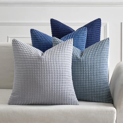MIULEE Decorative Euro Sham Pillow Covers 24x24 Inch Set of 4 Coastal Blue by MIULEE