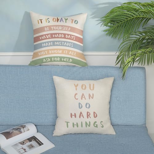 Boho Classroom Pillow Covers 18x18 Inch Set of 2 Preppy Throw Pillows Aesthetic - Image 3