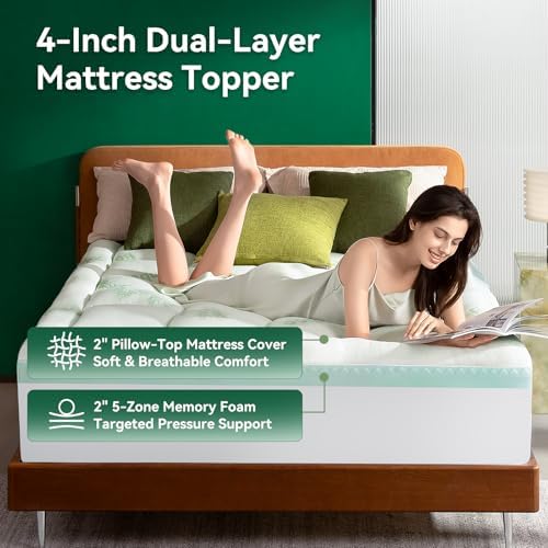 King Memory Foam Mattress Topper 4 Inch - Image 2