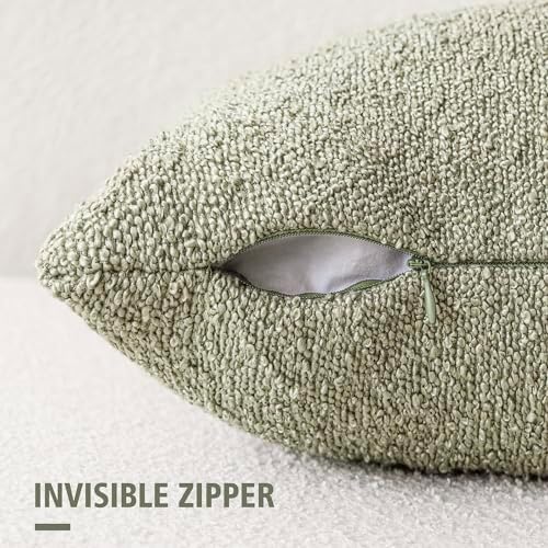 Foindtower Decorative Textured Boucle Throw Pillow Covers 16x16 Dusty Green - Image 2