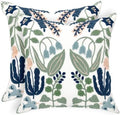 Alysheer Floral Embroidered Throw Pillow Cover 20"x 20" Set of 2 Blue Green by Alysheer