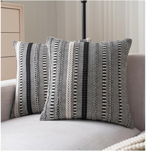 Cethom Boho Throw Pillow Covers 20x20 Inch Set of 2, Farmhouse Decorative Couch by Cethom