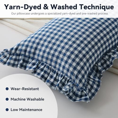 Gingham Lumbar Pillow Cover 36x14, Ruffle Trim, 1 Pack - Image 5