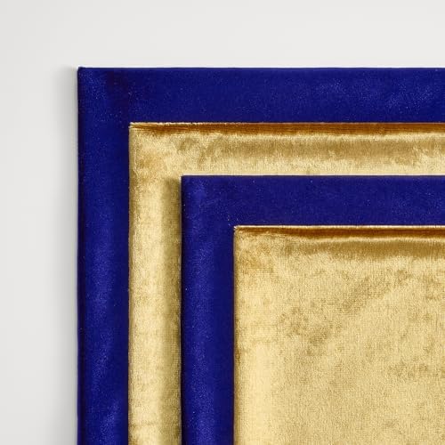 GIGIZAZA Pack of 4 Decorative Velvet Pillow Covers 16x16 Blue Gold - Image 4