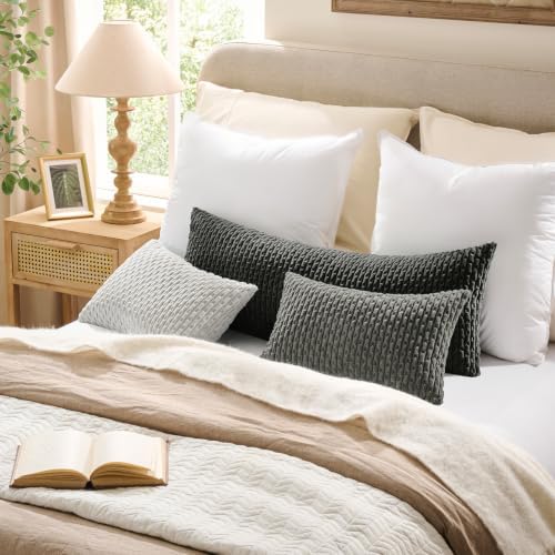 Kevin Textile Soft Corduroy 14"x20" Lumbar Pillow Cover 1 Pack, Light Grey - Image 5