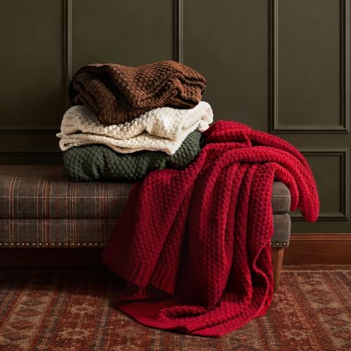 EVERGRACEHOME Chunky Chenille Knit Throw Blanket, 50 x 60, Pine Green - Image 6