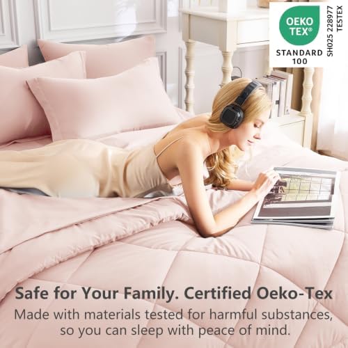CozyLux Twin Comforter Set 68"x88" Blush Pink - Image 3