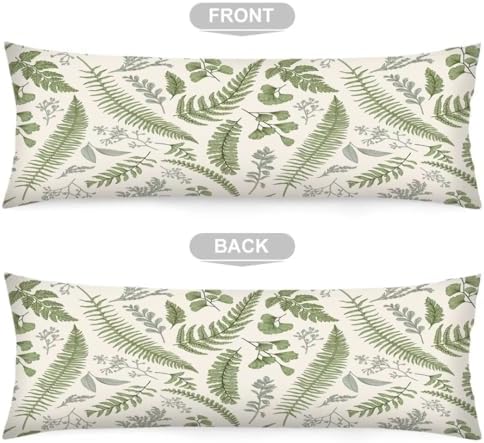 Sage Green Body Pillow Cover 20x54 Pillow Case, Leaves Tropical Plant Leaf - Image 5
