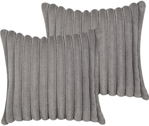 COTEY 18x18 Decorative Faux Fur Throw Pillow Covers Set of 2- Dark Gray by COTEY