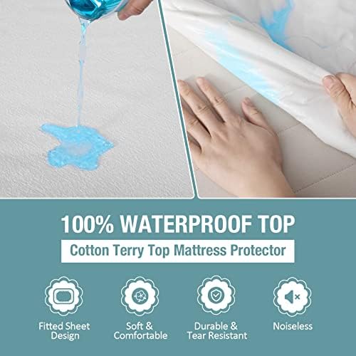 Bedecor California King Mattress Protector, Waterproof Cotton Terry Cover - Image 3
