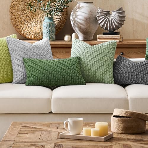 Kevin Textile Soft Corduroy 16"x24" Lumbar Pillow Cover 1 Pack, Moss Green - Image 7