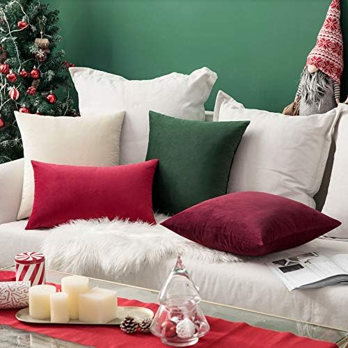 MIULEE Velvet Throw Pillow Covers 14x14 Inch Pack of 2 Wine Red - Image 4