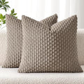 MIULEE Decorative Throw Pillow Covers 18x18 Neutral Brown Textured Corduroy by MIULEE