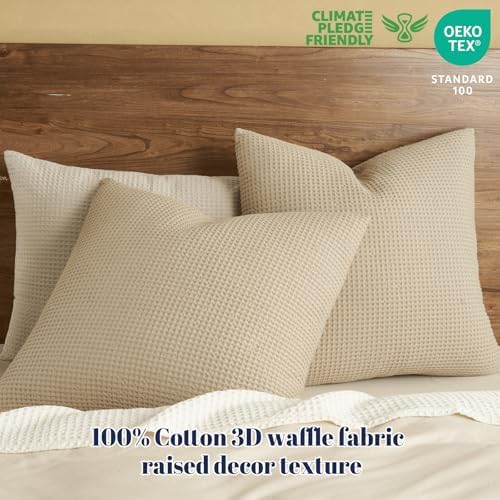 PHF Cotton Waffle Euro Shams 26" x 26", No Insert - Image 2